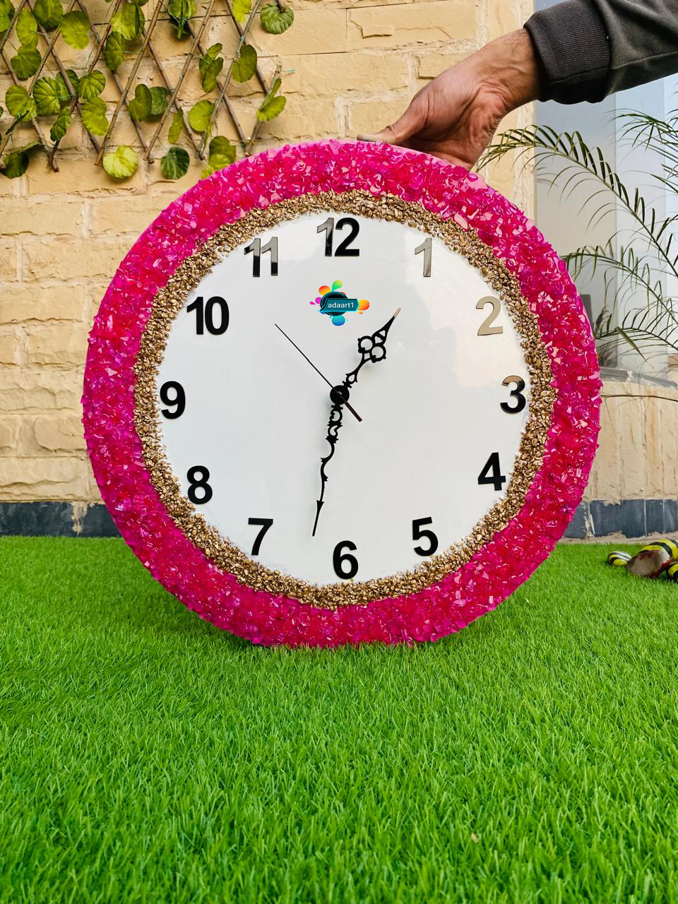 Resin Art Wall Clock ( Pink )